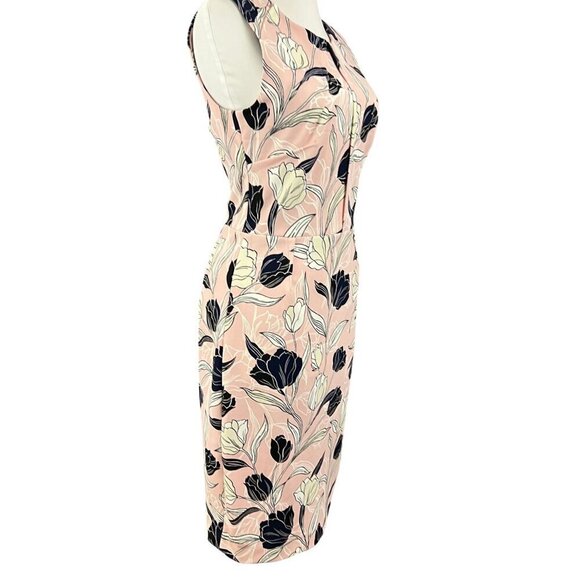 Banana Republic Women's  Sleeveless Sheath Dress  Size 4 Pink Black White Floral - Picture 3 of 13
